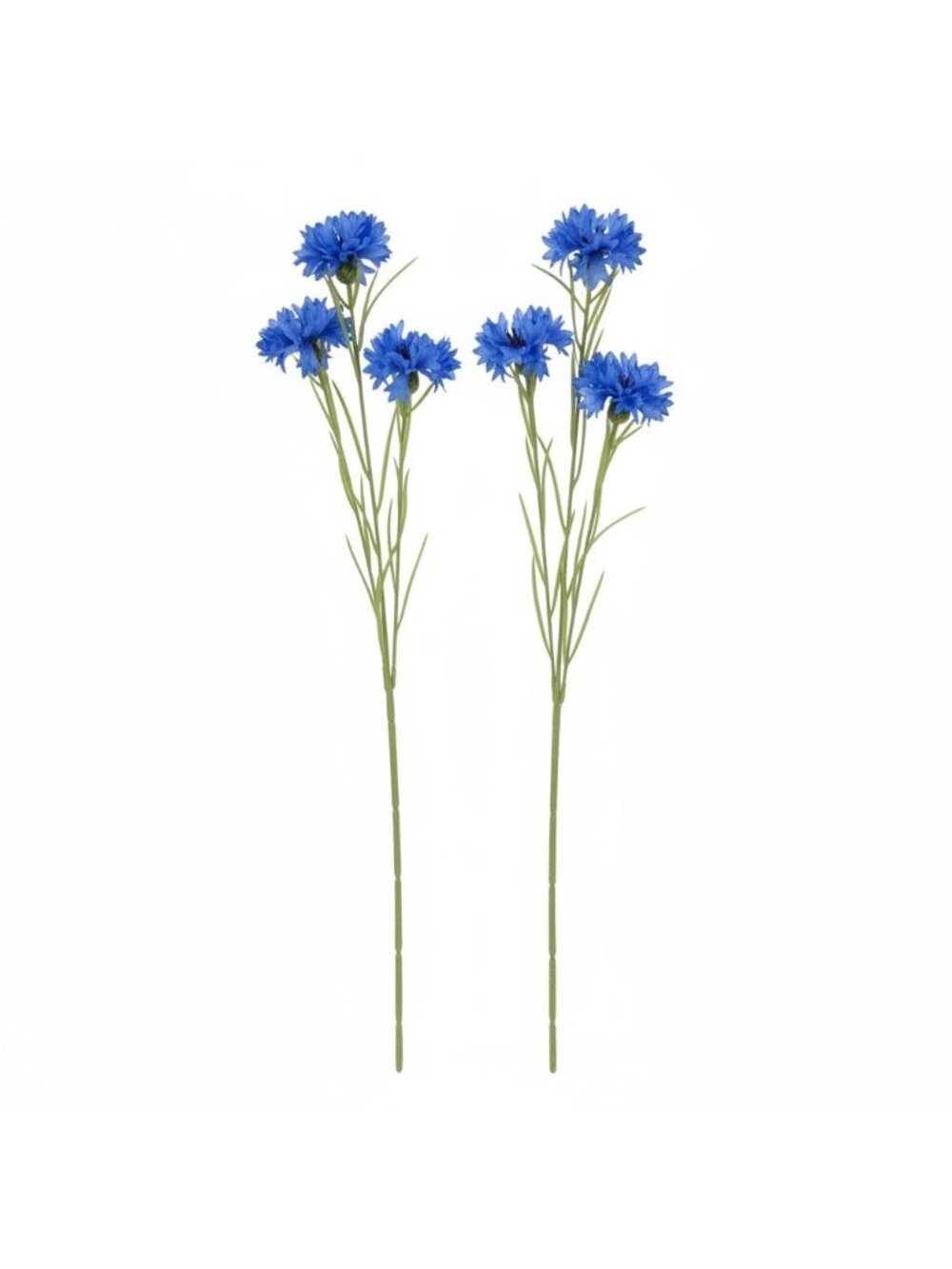 Artificial Blue Cornflower Stems Faux Wildflower Floral Decor Wedding